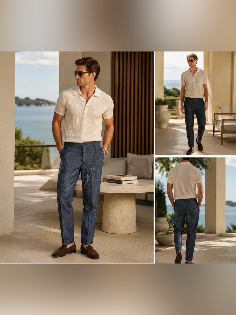 The Kooples Show Navy Blue Linen Cotton Straight Leg Pants Size 30 FR 46 *FLAW*